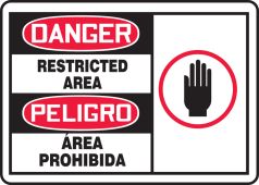Bilingual OSHA Danger Safety Sign: Restricted Area