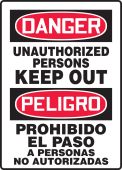 OSHA Bilingual Admittance & Exit Danger Safety Signs: Unauthorized Persons Keep Out