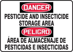 Bilingual OSHA Danger Safety Sign: Pesticide And Insecticide Storage Area