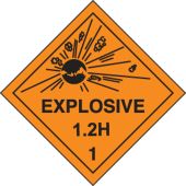 DOT Shipping Labels: Hazard Class 1: Explosive 1.2H
