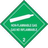 Bilingual DOT Shipping Labels: Hazard Class 2: Non-Flammable Gas (English, Español)