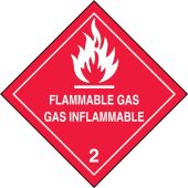 Bilingual DOT Shipping Labels: Hazard Class 2: Flammable Gas (English, Español)