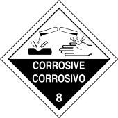 DOT Shipping Labels: Hazard Class 8: Corrosive