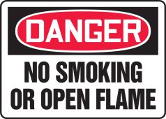 OSHA Danger Safety Sign: No Smoking Or Open Flame