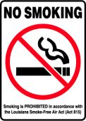 Safety Sign: No Smoking Louisiana Smoke-Free Air Act