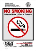 Safety Sign: No Smoking Indoor Or Within 15 Feet Of Entrance (Illinois)