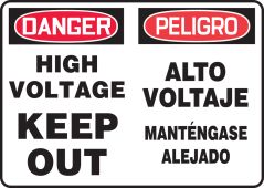 Bilingual OSHA Danger Safety Sign: High Voltage - Keep Out