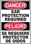 Bilingual OSHA Danger Safety Sign: Ear Protection Required