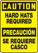 Bilingual OSHA Caution Safety Sign: Hard Hats Required
