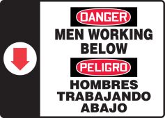 Bilingual OSHA Danger Safety Sign: Men Working Below