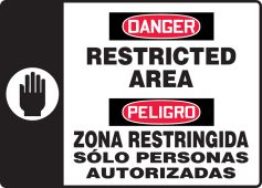 Bilingual OSHA Danger Safety Sign: Restricted Area