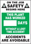 Write-A-Day Scoreboards: This Plant Has Worked _ Days Without A Lost Time Accident