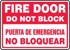 Bilingual Safety Sign: Fire Door - Do Not Block