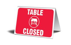 Table Top Sign: Table Closed