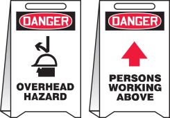 OSHA Danger Reversible Fold-Ups® Floor Sign: Overhead Hazard - Persons Working Above