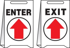 Reversible Fold-Ups® Floor Sign: Enter - Exit