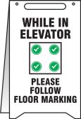 Fold-Ups® Safety Sign: While In Elevator Please Follow Floor Marking
