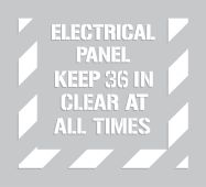 Floor Marking Stencil: Electrical Panel - Keep 36 In Clear At All Times