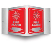 Brushed Aluminum 3D Projection™ Signs: Fire Alarm