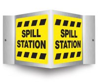 Brushed Aluminum 3D Projection™ Signs: Spill Station
