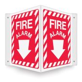 Projection™ Safety Sign: Fire Alarm (Chevrons Graphic And Down Arrow)