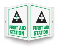 Bilingual Projection™ Safety Sign: Station (First Aid)