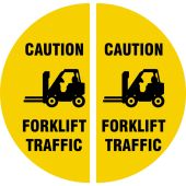 Slip-Gard™ Floor Sign Pairs: CAUTION FORKLIFT TRAFFIC, Black/Yellow