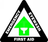 Slip-Gard™ Triangle Floor Sign: Emergency Eyewash - First Aid