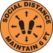 Pavement Print™ Sign: Social Distance Maintain 6 FT (Footprints)