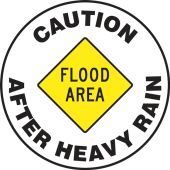 Pavement Print™ Sign: Caution Flood Area After Heavy Rain