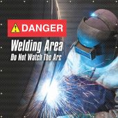 ONE-WAY™ Printed Welding Screens: Danger - Welding Area - Do Not Watch The Arc