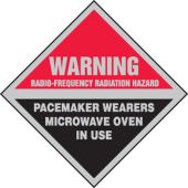 Warning Safety Sign: Radio-Frequency Radiation Hazard - Pacemaker Wearers Microwave Oven In Use