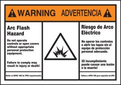 Bilingual ANSI Warning Safety Label: Arc Flash Hazard