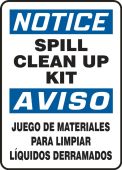 Spanish Bilingual OSHA Notice Safety Sign: Spill Clean Up Kit