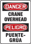 OSHA Danger Bilingual Spanish Safety Sign: Crane Overhead