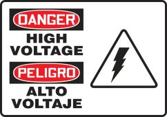 Bilingual OSHA Danger Safety Sign: High Voltage