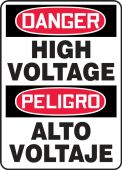 Bilingual Contractor Preferred OSHA Danger Safety Sign: High Voltage