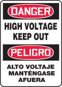 Bilingual OSHA Danger Safety Sign: High Voltage Keep Out