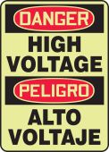 Bilingual Lumi-Glow™ OSHA Danger Safety Sign: High Voltage