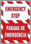 Bilingual Safety Sign: Emergency Stop- Parada De Emergencia