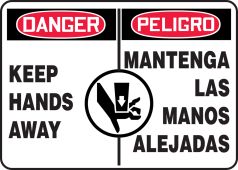Bilingual OSHA Danger Safety Sign: Keep Hands Away