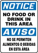 Spanish Bilingual OSHA Notice Safety Sign: No Food Or Drink In This Area