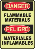 Glow-in-the-Dark Bilingual OSHA Danger Safety Sign: Flammable Materials