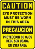 Bilingual OSHA Caution Safety Sign: Eye Protection Must Be Worn In This Area