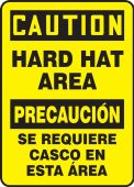 Bilingual OSHA Caution Safety Sign: Hard Hat Area