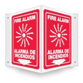 Bilingual Projection™ Safety Sign: Fire Alarm (Graphic And Down Arrow)