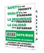 Bilingual Digi-Day® Lite Electronic Scoreboard: Safety Is The Priority Quality Is The Standard