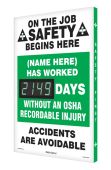 Semi-Custom Digi-Day® Electronic Safety Scoreboards: (name here) Has Worked _Days Without An OSHA Recordable Injury