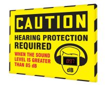 OSHA Caution Industrial Decibel Meter Sign: Hearing Protection Required When The Sound Level Is Greater Than 85 dB