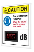 OSHA Caution Industrial Decibel Meter Sign: Ear Protection Required When The Sound Is Greater Than 85 dB